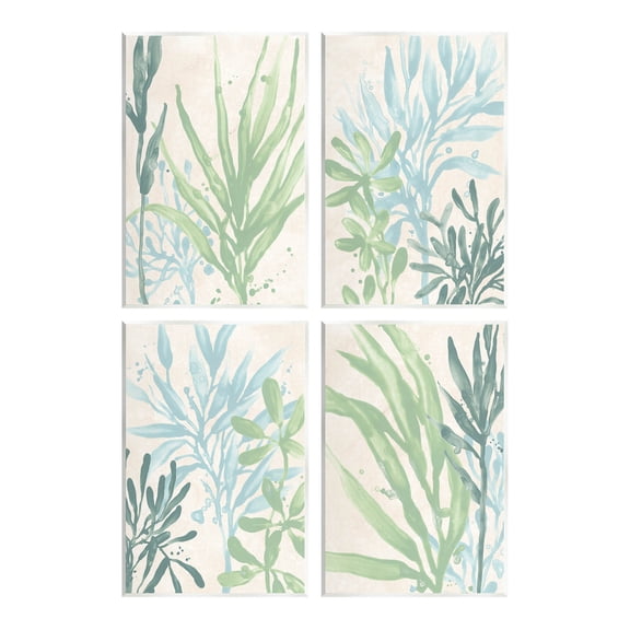 Stupell Industries Layered Plants Botanical Leaves Graphic Art Unframed Art Print Wall Art, Set of 4, Design by June Erica Vess