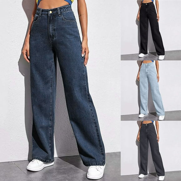 QATAINLAV Jeans for Women Casual High Waisted Denim Sweatpant Loose Fit Jean Pants with Pockets Y2k Streetwear Vacation Outfits Light Blue M Dollar Sales