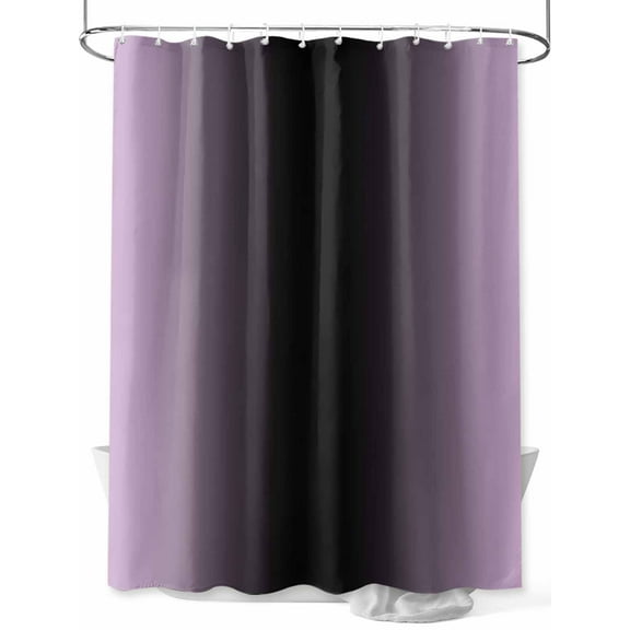 Ombre Shower Curtain, Purple Black Gradient Waterproof Shower Curtain Set with 12 Hooks Lightweight Washable Fabric Shower Curtains for Bathroom 60x72 Inches