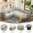 thumbnail image 3 of BedLuxury 111.5” Modular Sectional Sofa with Movable Ottoman, Modern Cloud Couch with Corner Seat for Living Room, 5-Seat, Grey, 3 of 9