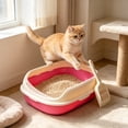 thumbnail image 4 of HOARBOEG Semi-Enclosed Cat Litter Box with Top Entry Lid and High Sides, Odor Control Covered Kitty Litter Pan with Scoop Filter for Anti Scatter, Indoor Cat Toilet Hot Pink, 4 of 6