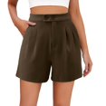 thumbnail image 6 of Women's High Waist Wide Leg Shorts Dressy Casual With Side Pockets Comfortable Summer Fashion Stretchy Trendy Lounge Outfits Brown XXL Size, 6 of 6