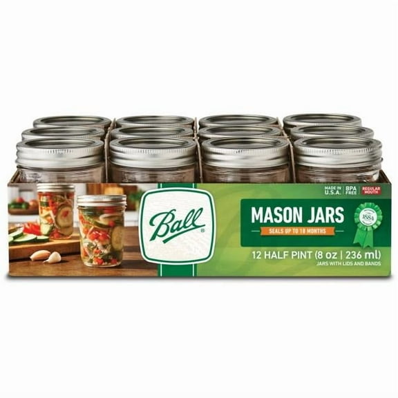 Ball 8 oz Regular Mouth Glass Canning Jar (12 Count)
