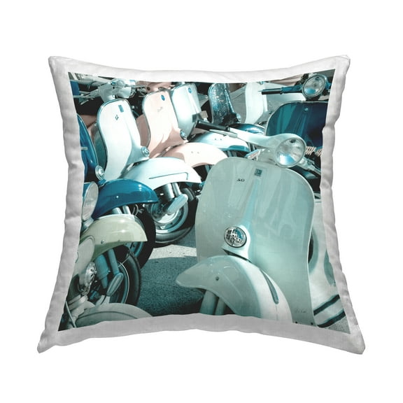 Stupell Industries Lined Up Italian Scooters Decorative Printed Throw Pillow Design by Deborah Revell.