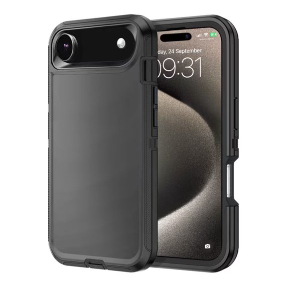 Entronix Rugged Heavy Duty Case for iPhone 17 Air – Triple-Layer Protective Bumper Cover, Black