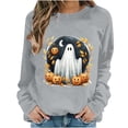 thumbnail image 2 of BRGZLK Halloween Witch Sweatshirts Women 2026 Fall Novelty Crew Neck Horror Season Long Sleeve Lightweight Warm Comfort Soft Pullover Tshirt for Party Gray B 2XL, 2 of 6