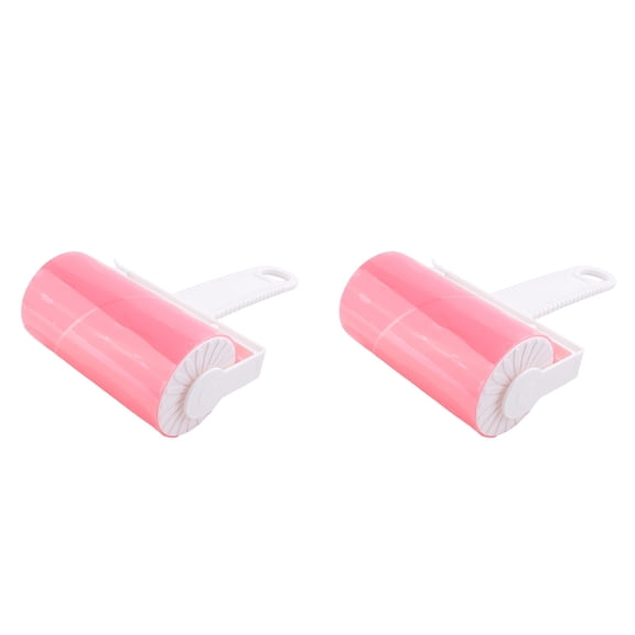 2X Lint Remover Washable Clothes Hair Sticky Roller Reusable Portable Pet Hair Remover Sticky Roller,Pink