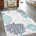 thumbnail image 2 of Coral Shell 3x5 Area Rugs for Living Room, Starfish Ocean Teal Blue Summer Beach Non Slip Floor Mat Washable Low-Profile Indoor Carpet for Bedroom, Dining Room, Bathroom, 2 of 9