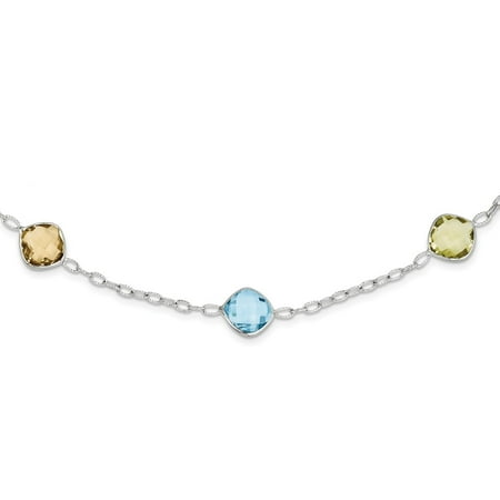 - Sterling Silver 18in. Multi Color Gemstone Necklace Chain 18
