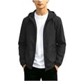 thumbnail image 2 of VEKDONE Big Boys Girls Lightweight Windbreaker Kids Hooded Full Zip Jacket Windproof Outdoor Casual School Active Outerwear Black,16-17Years, 2 of 8
