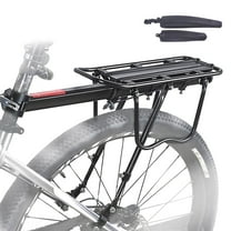 Bike Rear Cargo Rack - Adjustable Bicycle Trunk Pannier Back Rack with Fender and Reflector, Easy Install Quick Release Bike Luggage Carrier Rack with 130 lbs Capacity for Mountain, Road, City Bikes
