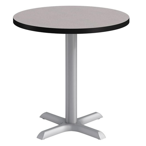 KFI Studios 30in Round Dining Table - 29in H - Gray Top - Silver Base