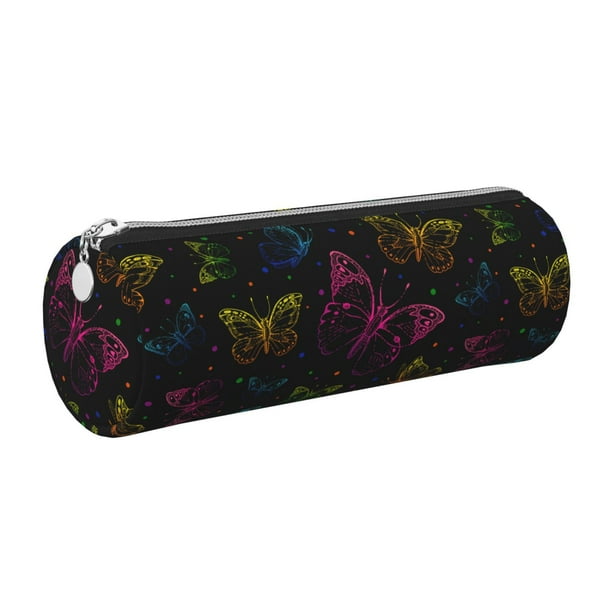 Disketp Butterfly Estuche Organizador de Lápices de Cuero, Estuche de Oficina con Cremallera para Bolígrafo y Lápiz