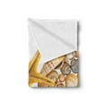 thumbnail image 2 of Seashells Soft Flannel Fleece Blanket, Shells and Starfish Reflection Water Golden Yellow Spa Clear Beach Theme, Cozy Plush for Indoor and Outdoor Use, 50" x 70", Earth Yellow Cream, by Ambesonne, 2 of 5