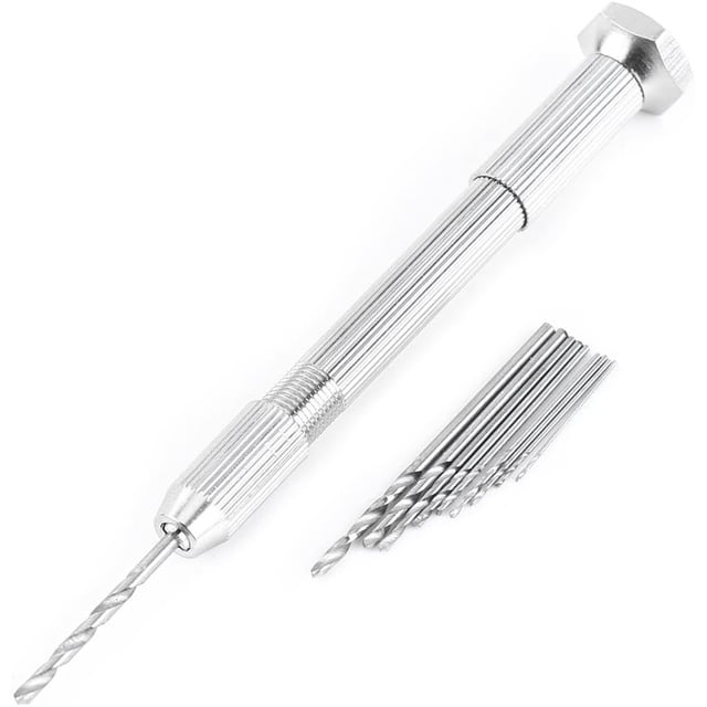 Taladro de mano, mini herramienta de perforación manual con 10 brocas HHS para manualidades, joyería, reparación de relojes, fabricación de modelos