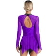 thumbnail image 2 of Doomiva Women's Figure Ice Skating Dress Long Sleeves Ballet Leotards Dance Costume for Competition Purple M, 2 of 7