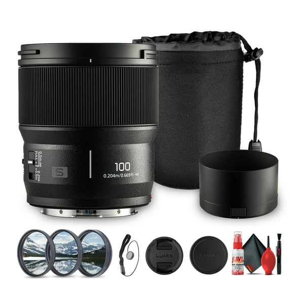 Panasonic Lumix S 100mm f/2.8 Macro Lens | L-Mount | Weather-Sealed | 1:1 Magnification for Close-Up Detail (S-E100)   Filter Kit   Cleaning Kit   More
