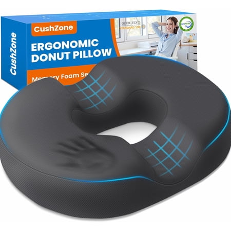 Donut Seat Cushion, Hemorrhoid Pillow, Office Chair Cushion, Gray, X-Large | Ergonomic Design, Breathable Cover, for Tailbone Pain, Hemorrhoids & Long Sitting Hours, for Home & Office,