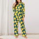 thumbnail image 2 of Balery Lemon Conjunto de Pijama con Estampado para Mujer, Conjunto de Dos Piezas con Manga Larga, Ropa de Dormir Suave con Bolsillos, Pijamas Cómodos-Small, 2 of 7