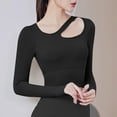 thumbnail image 2 of Jalioing Women's Yoga Crop Top Long Sleeve Workout Bottom Shirt with Built in Bra Trendy Sportwear Undershirt, 2 of 4