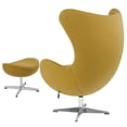 thumbnail image 3 of Citron Wool Fabric Swivel Egg Chair with Tilt-Lock & Ottoman, 3 of 4