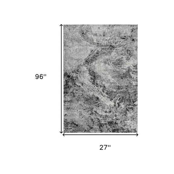 HomeRoots 506671 2 x 8 ft. Gray Abstract Rectangle Area Rug