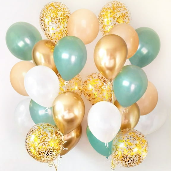 Sage Green Balloons 50 Pack Size 10 Inch Light Eucalyptus, Peach, Confetti, Gold Metallic, White for Balloon Garland Arch Kit