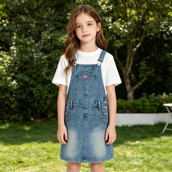 Shachafan Girls Denim Romper Jumpsuit Casual Piece Outfit Summer Dungaree Wear Toddler Little Kid Fashionable Soft Blend Overalls for Baby Girls