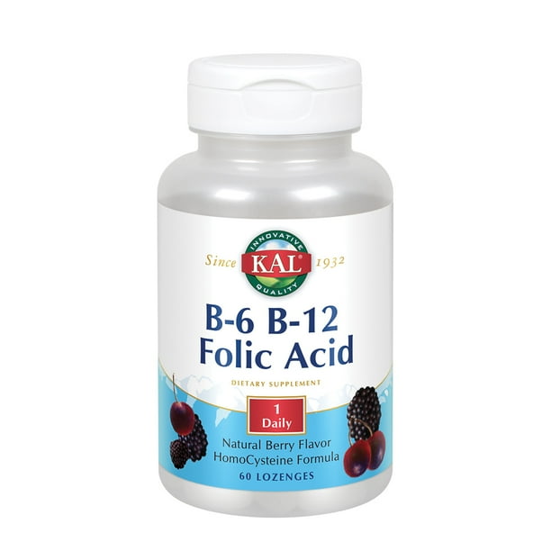 KAL B6, B12, and Folic Acid Lozenges Natural Berry Flavor Vitamin