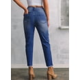 thumbnail image 6 of DOKOTOO Womens Straight Leg Jeans Classic Blue Strechy Raw Hem Jeans High Waisted Denim Pants, 6 of 9