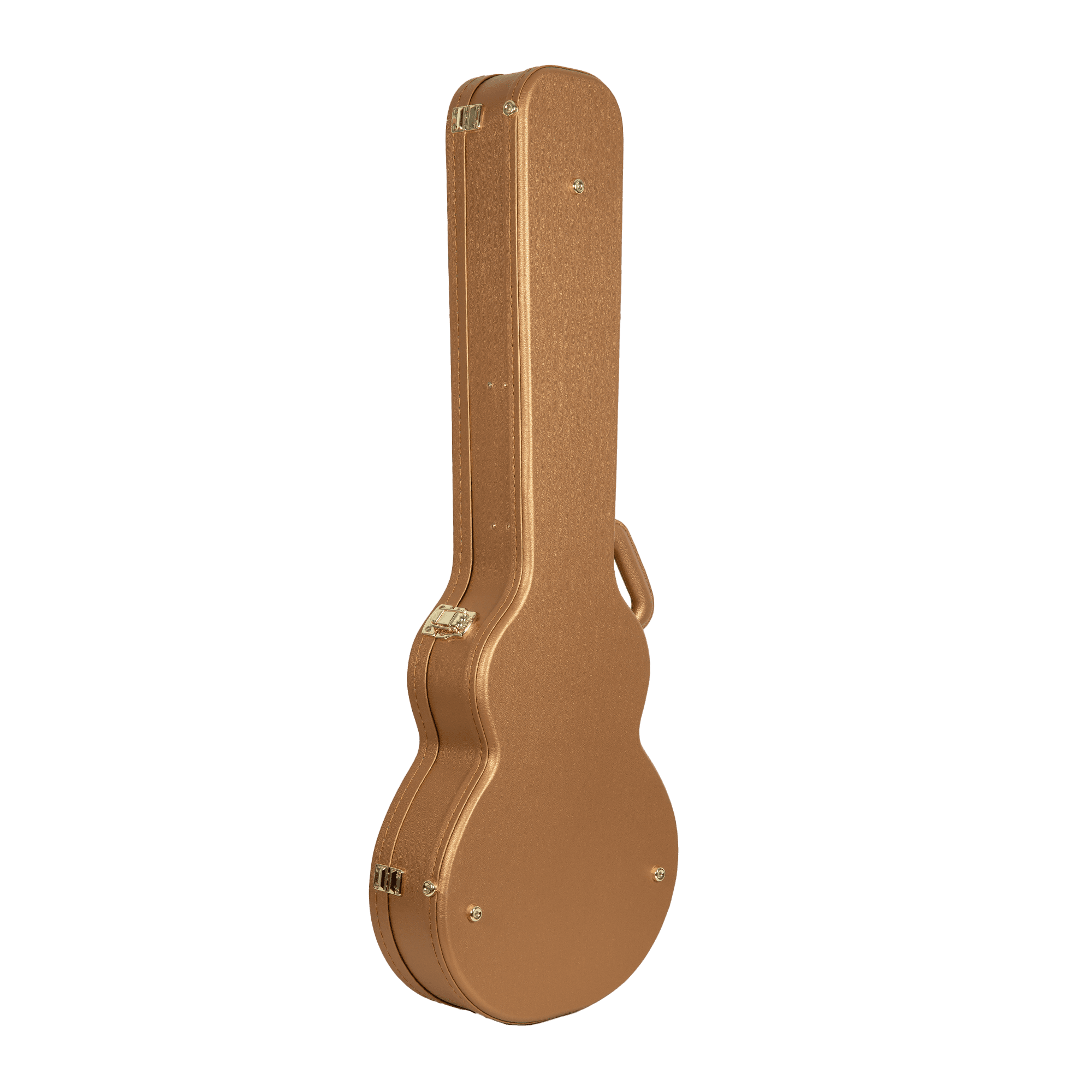 Crossrock Designer Series- Wooden Case for Les Paul Electric Guitar- Security Lock, Metal Feet, Storage Space- Luxury Gold
