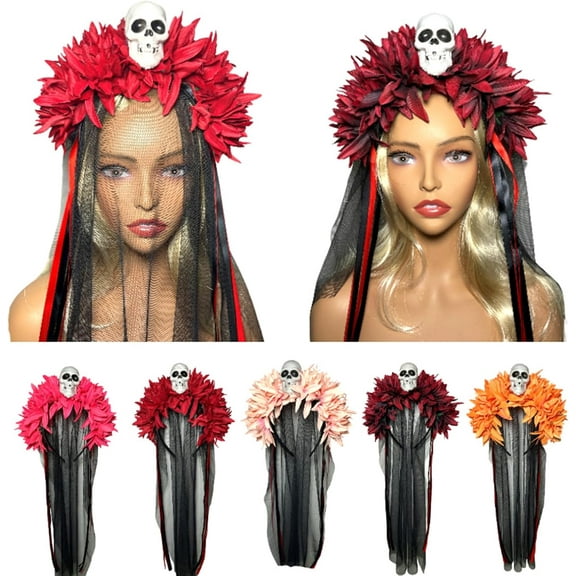Skull Headband Head Decorative Ornament Household Supplies For Holiday New Year Party Decorations Gift-Dark Red