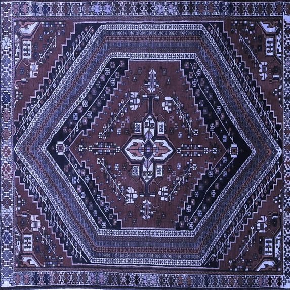 Ahgly Company Machine Washable Indoor Square Persian Blue Traditional Area Rugs, 5' Square