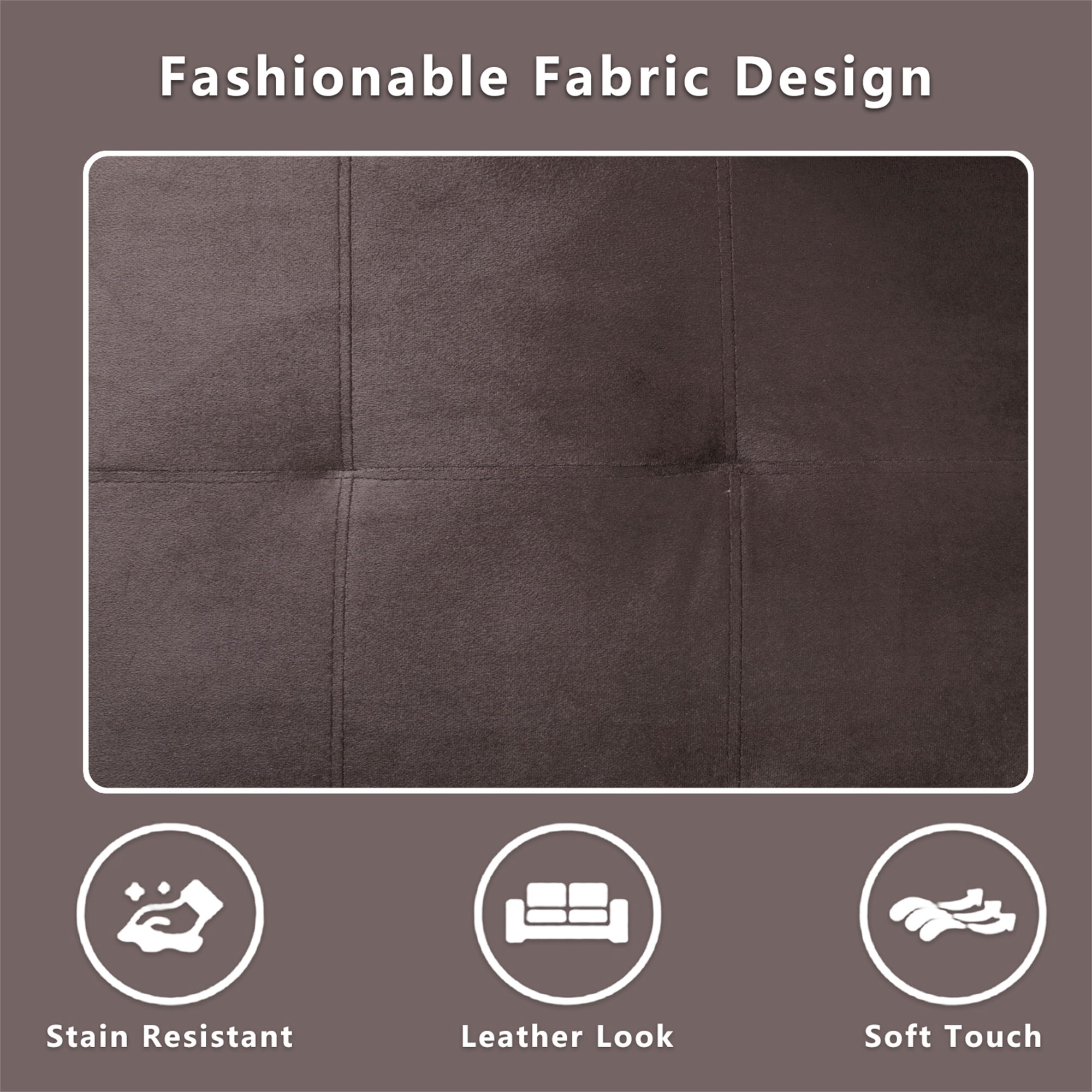 Aukfa Sectional Sofa, Living Room Couch with Storage Ottoman, Left Face Chaise, Flannel, Dark Brown