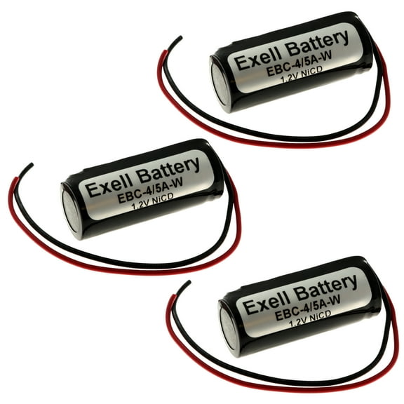 3x Exell EBC-4/5A-W 1.2V Custom NiCd 400mAh Battery Pack w/ 5" Bare Wire Leads