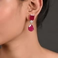 thumbnail image 3 of Ratnavali Jewels Cubic Zirconia Diamond Gold Plated Red Dangle Drop Earrings for Women, Girls, 3 of 3