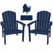 Cobiod Stackable HDPE Adirondack Chair Weather-Resistant Outdoor Chair for Patio,Navy-blue-2pk.