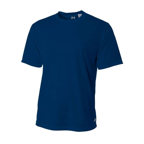 A4 Mens 100% Polyester Workouts Look Great Short Sleeve Crew Neck Birds Eye Mesh T-Shirt, Navy, X-Large, N3252
