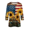 thumbnail image 4 of 4th of July Shirts for Women Loose 3/4 Sleeve Red White and Blue Print T-Shirts Crew Neck Independence Day Patriotic Tunic Tops USA 250th Anniversary Celebration Party 1776-2026 Blouses, 3XL, 4 of 5