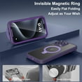 thumbnail image 6 of for iPhone 15 Pro Max Case with Invisible Magnetic Stand, Compatible with Mag-Safe Translucent Matte with Built-in Screen Protector, Shockproof Protective Phone Case for Women Men, Purple, 6 of 12