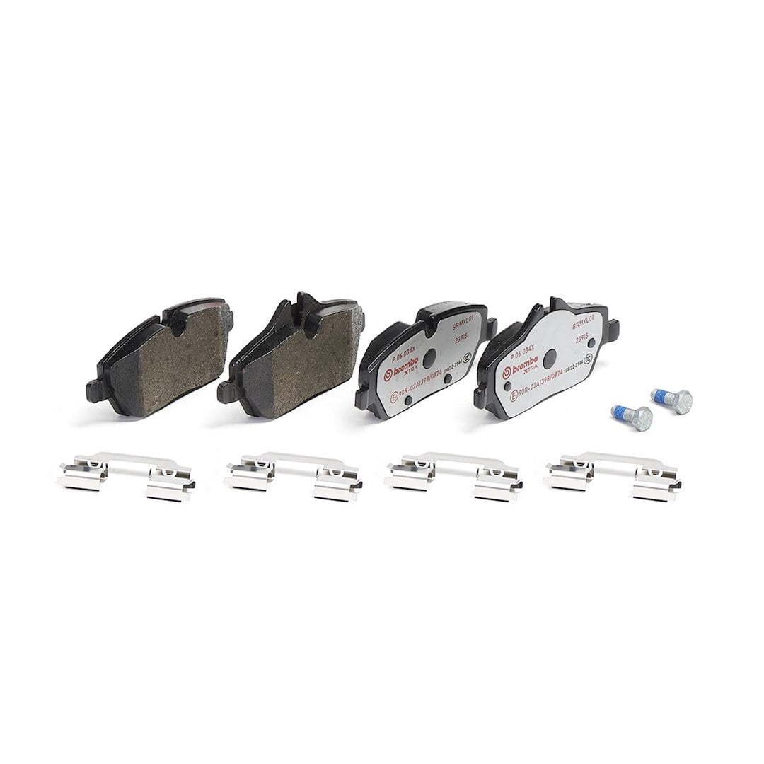 Brembo P06034X; Brake Pad; XTRALINE; FMSI Number D1308-8423; Low-Metallic; Set Of 4; With Mounting Hardware
