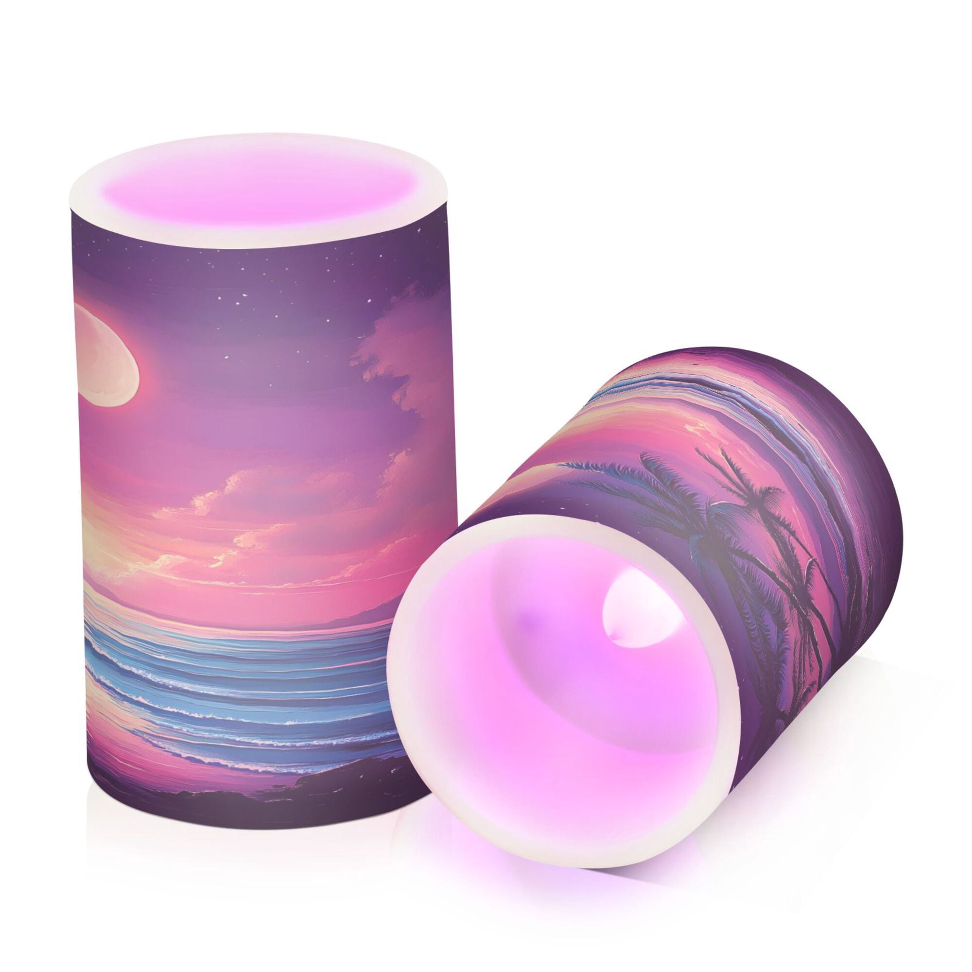 Yayeee Flameless Candles with Remote Flickering Battery Operated Multi Color Changing, Dreamy Palm Tree