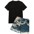 thumbnail image 5 of GrmtClth Hawaii 2 Piece Outfits for Men Beach Crew Neck T-Shirt and Shorts Set Classic Short Sleeve Outfit Trendy Elastic Drawstring Clothing Dark Green M, 5 of 5