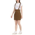 thumbnail image 6 of INSPIRE CHIC Women's High Waist Straight Braces Suspender Skirts M Dark Brown, 6 of 7