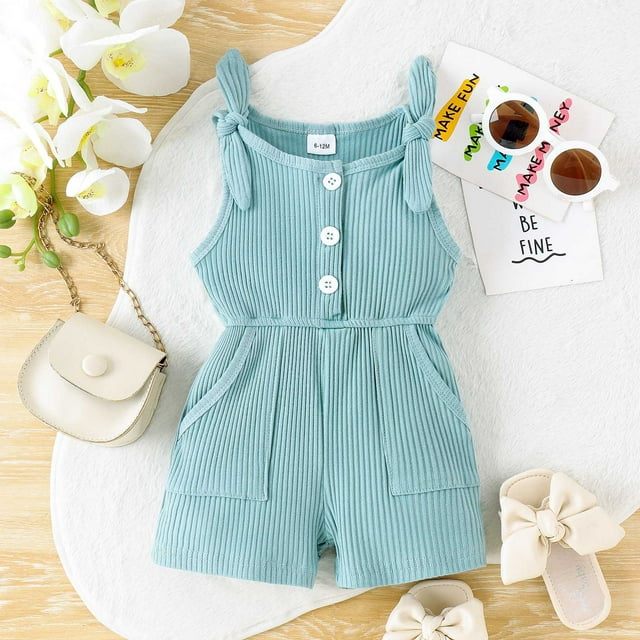 COM1950s Rompers for Girl, Girls New Summer Bow-Strap Casual Sports Onesie