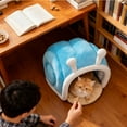 thumbnail image 5 of Snail Shape Cat Bed Cave, Cozy Enclosed Calming Pet Bed for Indoor Cats & Small Dogs, Warm Soft Washable Hideaway with Non- Bottom, Cute House for Kittens and Puppies to Sleep, 5 of 6