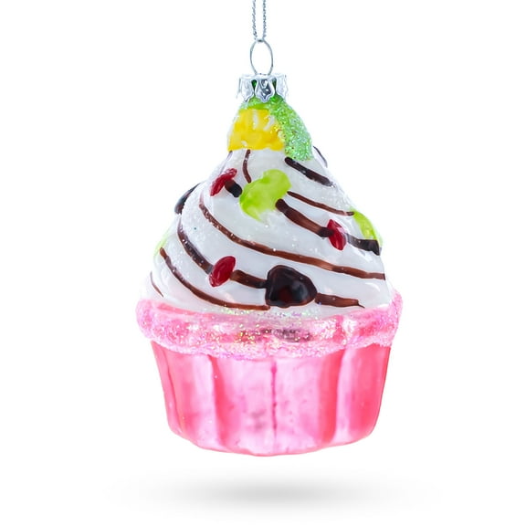 Cupcake/Muffin Glass Christmas Ornament