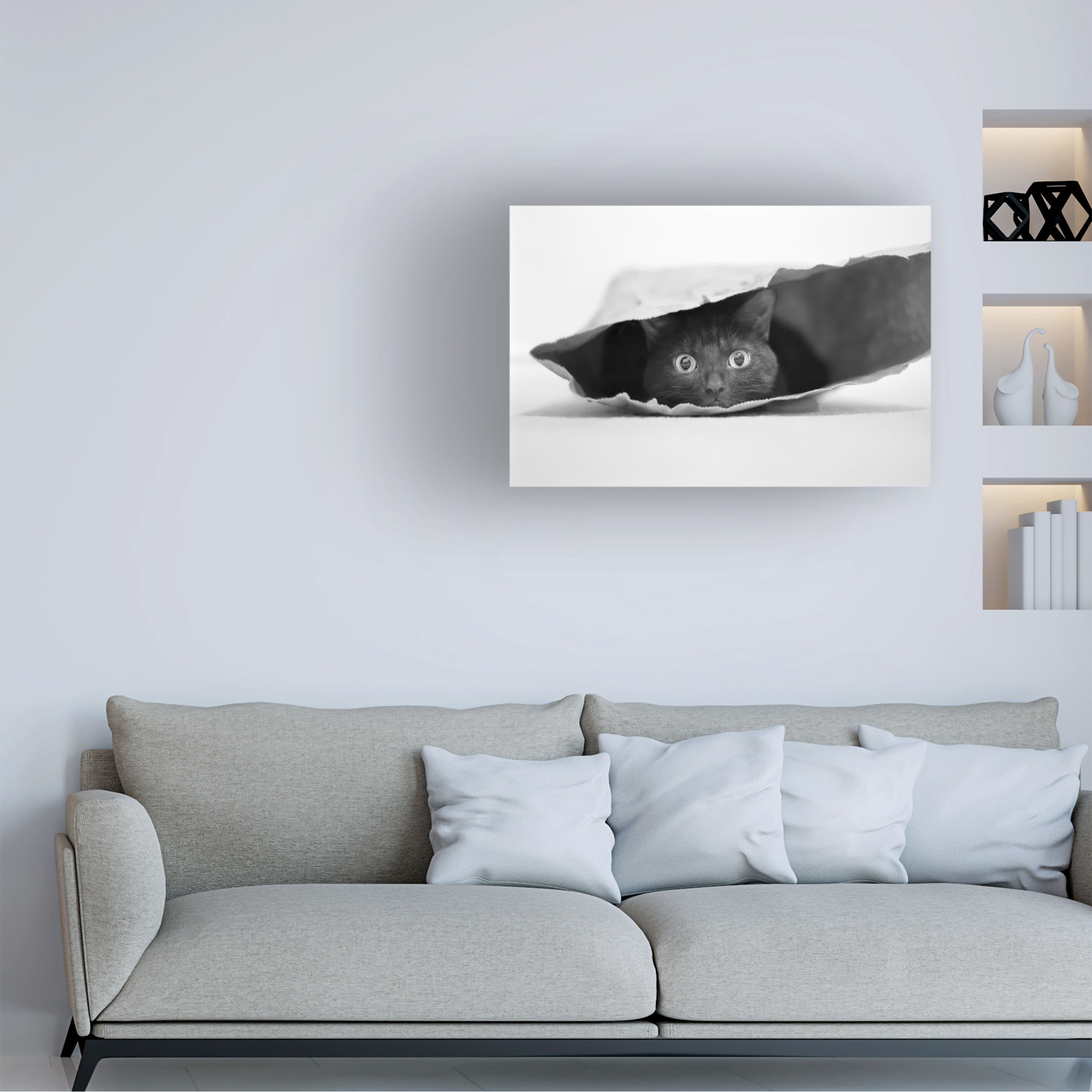 Jeremy Holthuysen 'Cat In A Bag' Canvas Art
