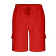 thumbnail image 2 of DJDLJWCJ Mens Casual Shorts Men Workout Shorts Elastic Waist Drawstring Cargo Shorts Outdoor Hiking, Red M, 2 of 6