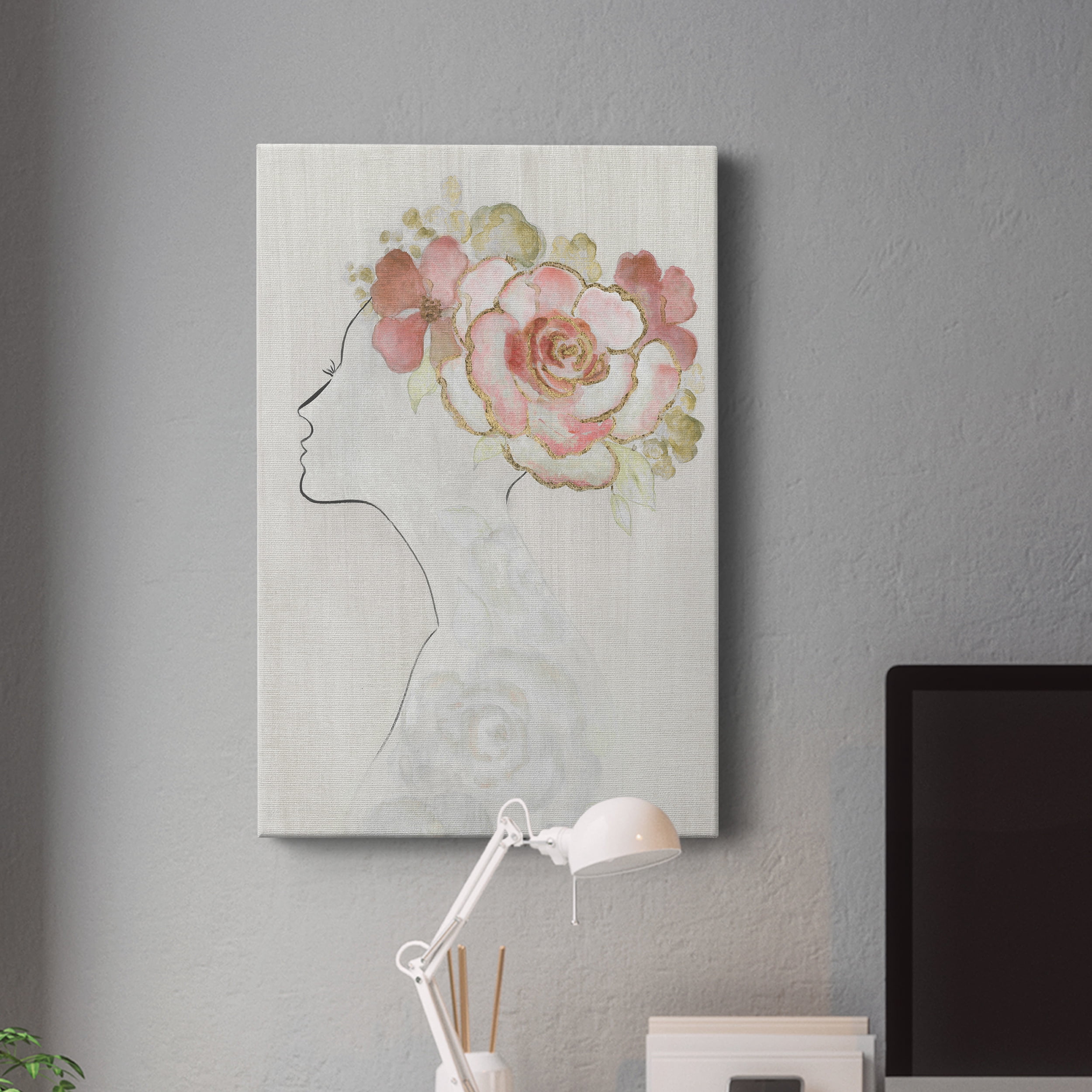 Fashion Floral Silhouette II Premium Gallery Wrapped Canvas - Ready to Hang - 18 x 27